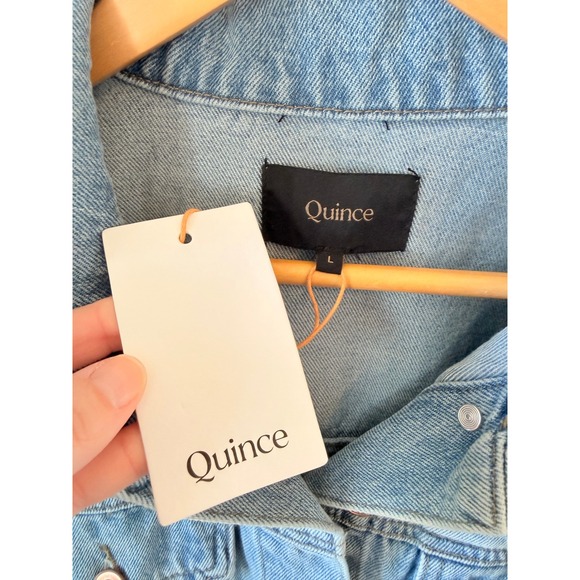 Quince 100% Organic Cotton Oversized Denim Jacket Womens Large - Picture 2 of 6